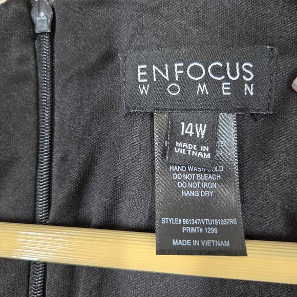 Enfocus High Low Maxi Sheath Dress 14W Black Pink Floral Rose Sleeveless Evening - Picture 8 of 14